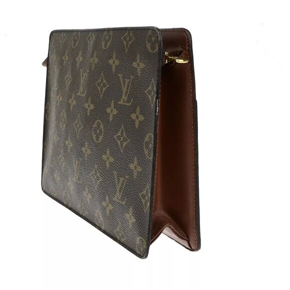 LOUIS VUITTON LV Pochette Homme Clutch Bag Monogram Leather Brown M51795 60ED261 - Picture 15 of 16